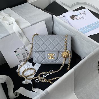 	 Kitlife Chanel 22C Pearl Crush Mini Square Grey Lambskin - 17cm