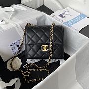 	 Kitlife Chanel Mini Square Flap Bag Gold Chain Black - 17X14.5X7.5cm - 1