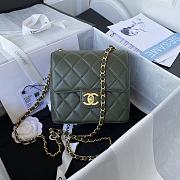 	 Kitlife Chanel Mini Square Flap Bag Gold Chain Green - 17X14.5X7.5cm - 1