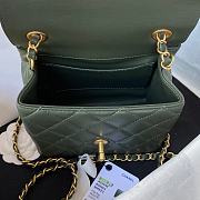 	 Kitlife Chanel Mini Square Flap Bag Gold Chain Green - 17X14.5X7.5cm - 3