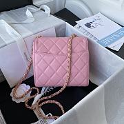 	 Kitlife Chanel Mini Square Flap Bag Gold Chain Pink - 17X14.5X7.5cm - 3