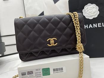 	 Kitlife Chanel WOC Lambskin Leather With Gold Chain Dark Chocolate - 12.3*19.2*3.5cm