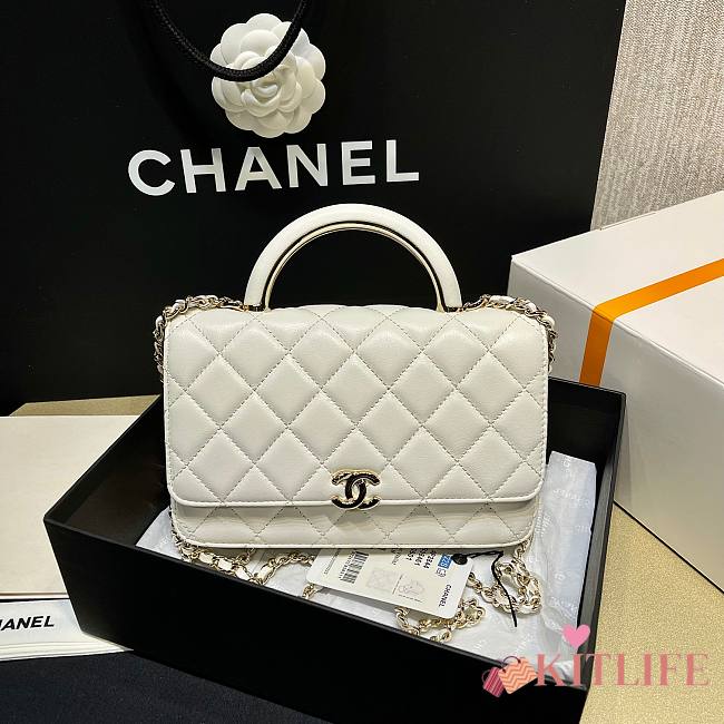 	 Kitlife Chanel WOC Top Handle Gold Chain White - 12*18*3.5cm - 1