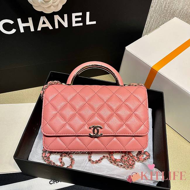 	 Kitlife Chanel WOC Top Handle Gold Chain Coral Pink - 12*18*3.5cm - 1