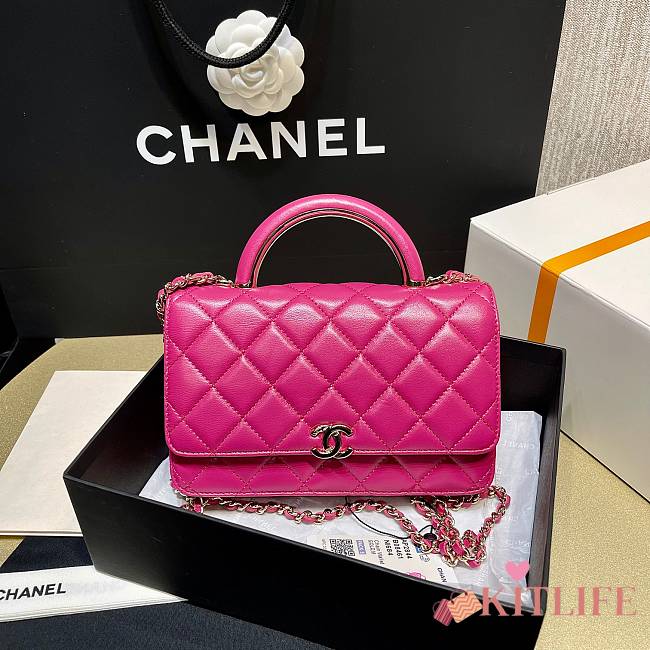 	 Kitlife Chanel WOC Top Handle Gold Chain Pink - 12*18*3.5cm - 1