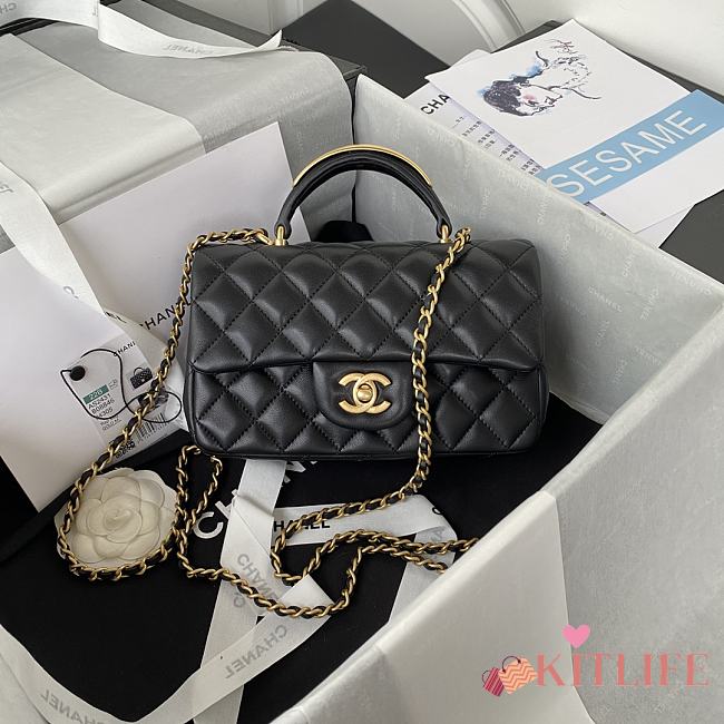 Kitlife Chanel 22B Top Handle Black Mini Flap - 20x12x6cm - 1