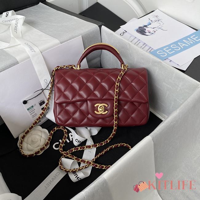 	 Kitlife Chanel 22B Top Handle Red Mini Flap - 20x12x6cm - 1