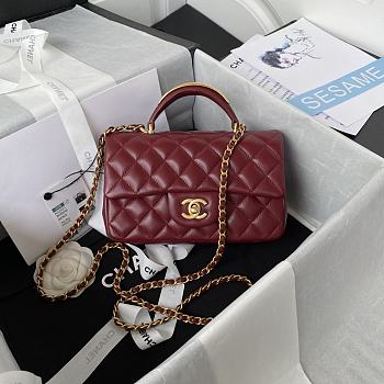 	 Kitlife Chanel 22B Top Handle Red Mini Flap - 20x12x6cm