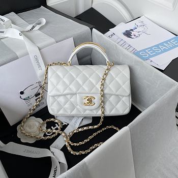 	 Kitlife Chanel 22B Top Handle White Mini Flap - 20x12x6cm