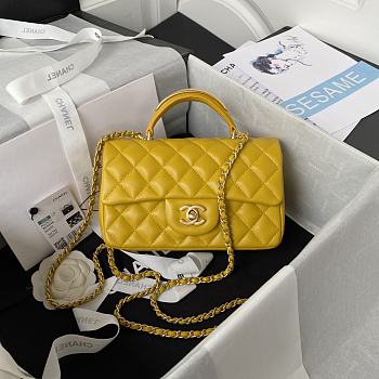 	 Kitlife Chanel 22B Top Handle Yellow Mini Flap - 20x12x6cm