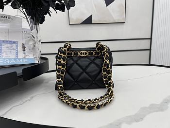 	 Kitlife Chanel Bucket Bag With Gold Chain Black Smooth Leather - 24*29*10cm