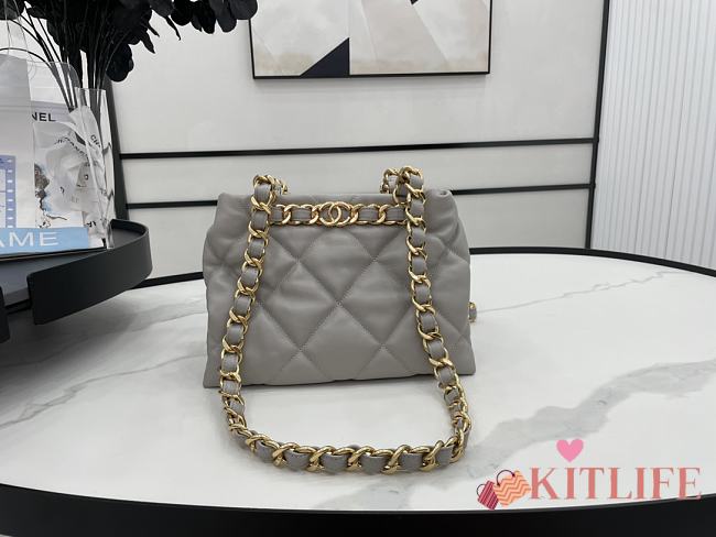 	 Kitlife Chanel Bucket Bag With Gold Chain Grey Smooth Leather - 24*29*10cm - 1