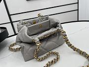 	 Kitlife Chanel Bucket Bag With Gold Chain Grey Smooth Leather - 24*29*10cm - 3