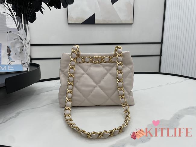 	 Kitlife Chanel Bucket Bag With Gold Chain Cream Smooth Leather - 24*29*10cm - 1