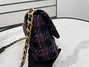 Kitlife Chanel 19 Flap Bag Wool Tweed, Calfskin & Gold-Tone Metal Black, Purple, Green & Red - 26cm - 6