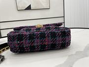 Kitlife Chanel 19 Flap Bag Wool Tweed, Calfskin & Gold-Tone Metal Black, Purple, Green & Red - 26cm - 5