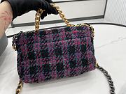 Kitlife Chanel 19 Flap Bag Wool Tweed, Calfskin & Gold-Tone Metal Black, Purple, Green & Red - 26cm - 4