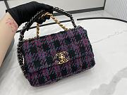 Kitlife Chanel 19 Flap Bag Wool Tweed, Calfskin & Gold-Tone Metal Black, Purple, Green & Red - 26cm - 2
