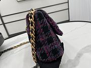 	 Kitlife Chanel 19 Flap Bag Wool Tweed, Calfskin & Gold-Tone Metal Black, Purple, Green & Red - 30cm - 2