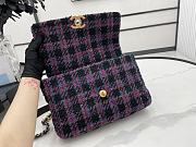 	 Kitlife Chanel 19 Flap Bag Wool Tweed, Calfskin & Gold-Tone Metal Black, Purple, Green & Red - 30cm - 5