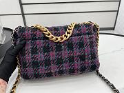 	 Kitlife Chanel 19 Flap Bag Wool Tweed, Calfskin & Gold-Tone Metal Black, Purple, Green & Red - 30cm - 4