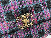	 Kitlife Chanel 19 Flap Bag Wool Tweed, Calfskin & Gold-Tone Metal Black, Purple, Green & Red - 30cm - 3