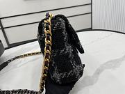 	 Kitlife Chanel 19 Flap Bag Wool Tweed, Calfskin & Gold-Tone Metal Black&Grey - 30cm - 6