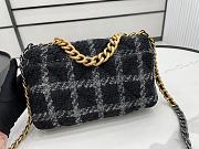 	 Kitlife Chanel 19 Flap Bag Wool Tweed, Calfskin & Gold-Tone Metal Black&Grey - 30cm - 4