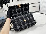 	 Kitlife Chanel 19 Flap Bag Wool Tweed, Calfskin & Gold-Tone Metal Black&Grey - 30cm - 3