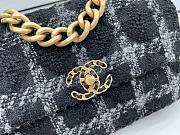 	 Kitlife Chanel 19 Flap Bag Wool Tweed, Calfskin & Gold-Tone Metal Black&Grey - 30cm - 2