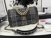 	 Kitlife Chanel 19 Flap Bag Wool Tweed, Calfskin & Gold-Tone Dark Blue&Beige - 30cm - 1