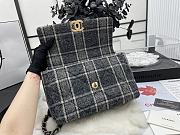 	 Kitlife Chanel 19 Flap Bag Wool Tweed, Calfskin & Gold-Tone Dark Blue&Beige - 30cm - 3
