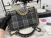	 Kitlife Chanel 19 Flap Bag Wool Tweed, Calfskin & Gold-Tone Dark Blue&Beige - 30cm - 2