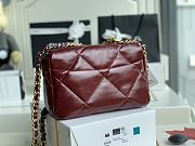 Kitlife Chanel 19 Medium Flap Bag Burgundy Shiny Crumpled Calfskin, Gold Tone - 26cm - 4