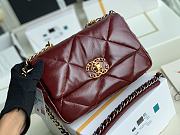 Kitlife Chanel 19 Medium Flap Bag Burgundy Shiny Crumpled Calfskin, Gold Tone - 26cm - 5