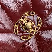 Kitlife Chanel 19 Medium Flap Bag Burgundy Shiny Crumpled Calfskin, Gold Tone - 26cm - 2
