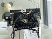 	 Kitlife Chanel 19 Medium Flap Bag Black Shiny Crumpled Calfskin, Gold Tone - 26cm - 1