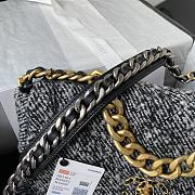 Kitlife Chanel 19 Flap Bag Black / Grey Wool Tweed - 30cm - 3