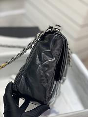 	 Kitlife Chanel 19 Large Flap Bag Black Shiny Crumpled Calfskin, Silver Tone - 30cm - 6