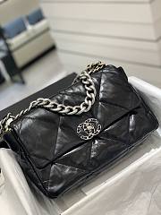 	 Kitlife Chanel 19 Large Flap Bag Black Shiny Crumpled Calfskin, Silver Tone - 30cm - 3