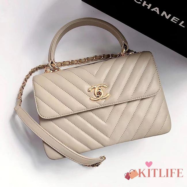 	 Kitlife Chanel Trendy CC Light Taupe With Gold Hardware - 17x25x12cm - 1