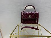 Kitlife Chanel Flap Bag With Top Handle Lambskin Burgundy with Gold Hardware - 25cm - 1