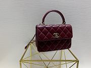 Kitlife Chanel Flap Bag With Top Handle Lambskin Burgundy with Gold Hardware - 25cm - 6