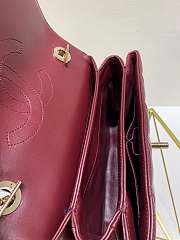 Kitlife Chanel Flap Bag With Top Handle Lambskin Burgundy with Gold Hardware - 25cm - 5