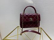 Kitlife Chanel Flap Bag With Top Handle Lambskin Burgundy with Gold Hardware - 25cm - 3