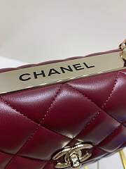 Kitlife Chanel Flap Bag With Top Handle Lambskin Burgundy with Gold Hardware - 25cm - 2