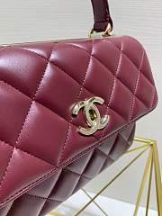 Kitlife Chanel Flap Bag With Top Handle Lambskin Burgundy with Gold Hardware - 25cm - 4