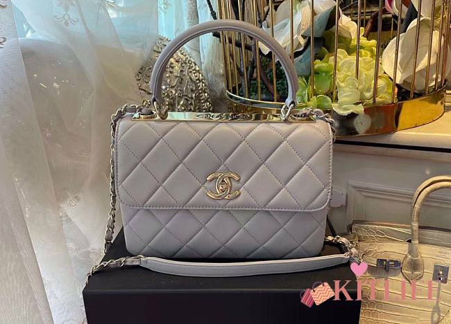 	 Kitlife Chanel Flap Bag With Top Handle Lambskin Light Purple with Silver Hardware - 25cm - 1