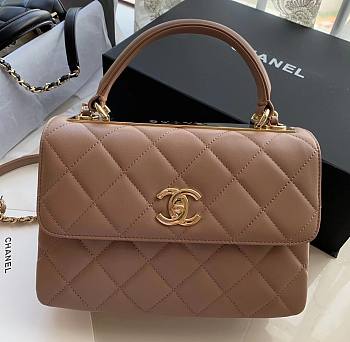 	 Kitlife Chanel Flap Bag With Top Handle Lambskin Taupe with Gold Hardware - 25cm