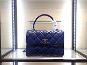 	 Kitlife Chanel Flap Bag With Top Handle Lambskin Blue with Silver Hardware - 25cm - 1